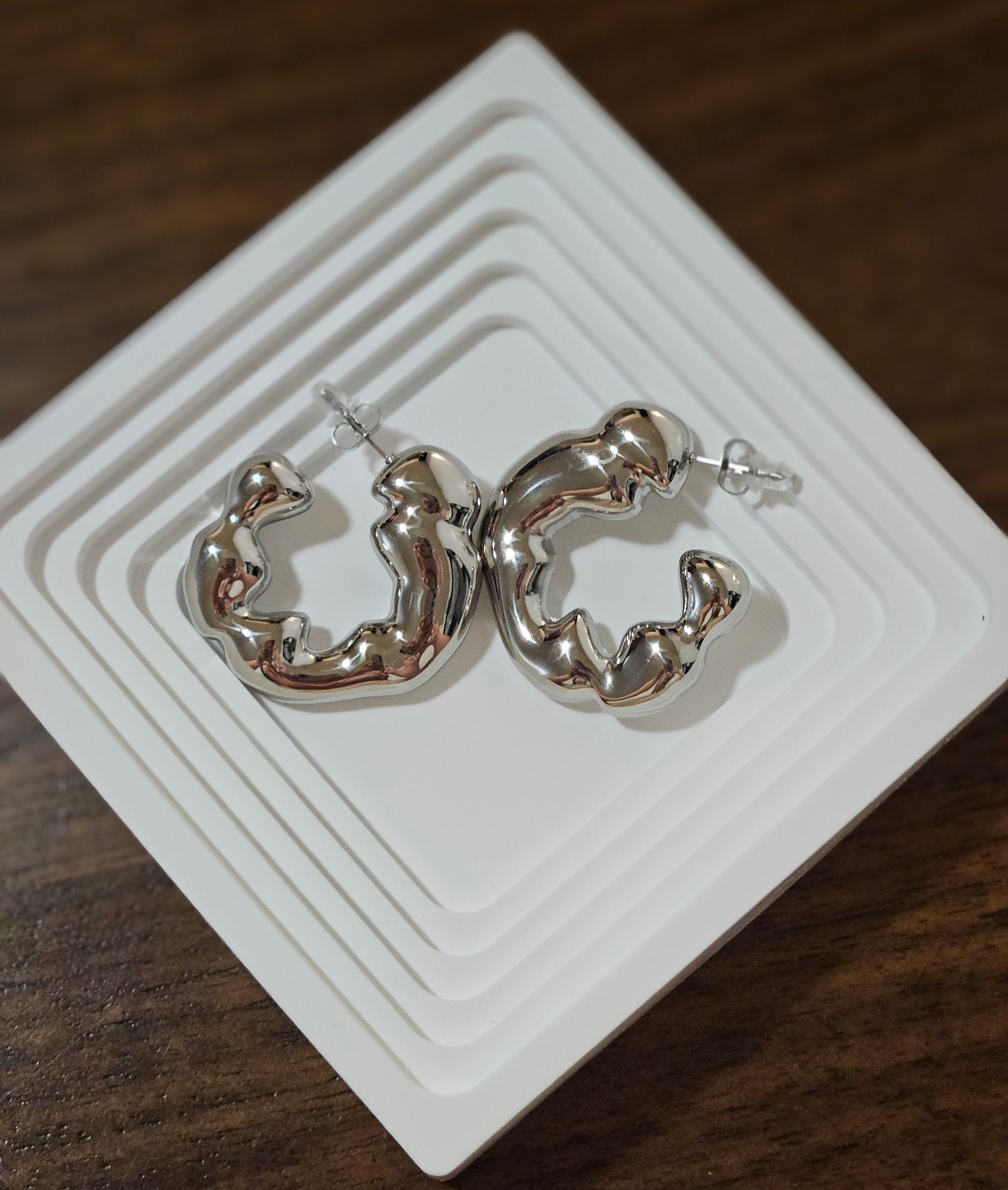 C Hoop Earrings Silver