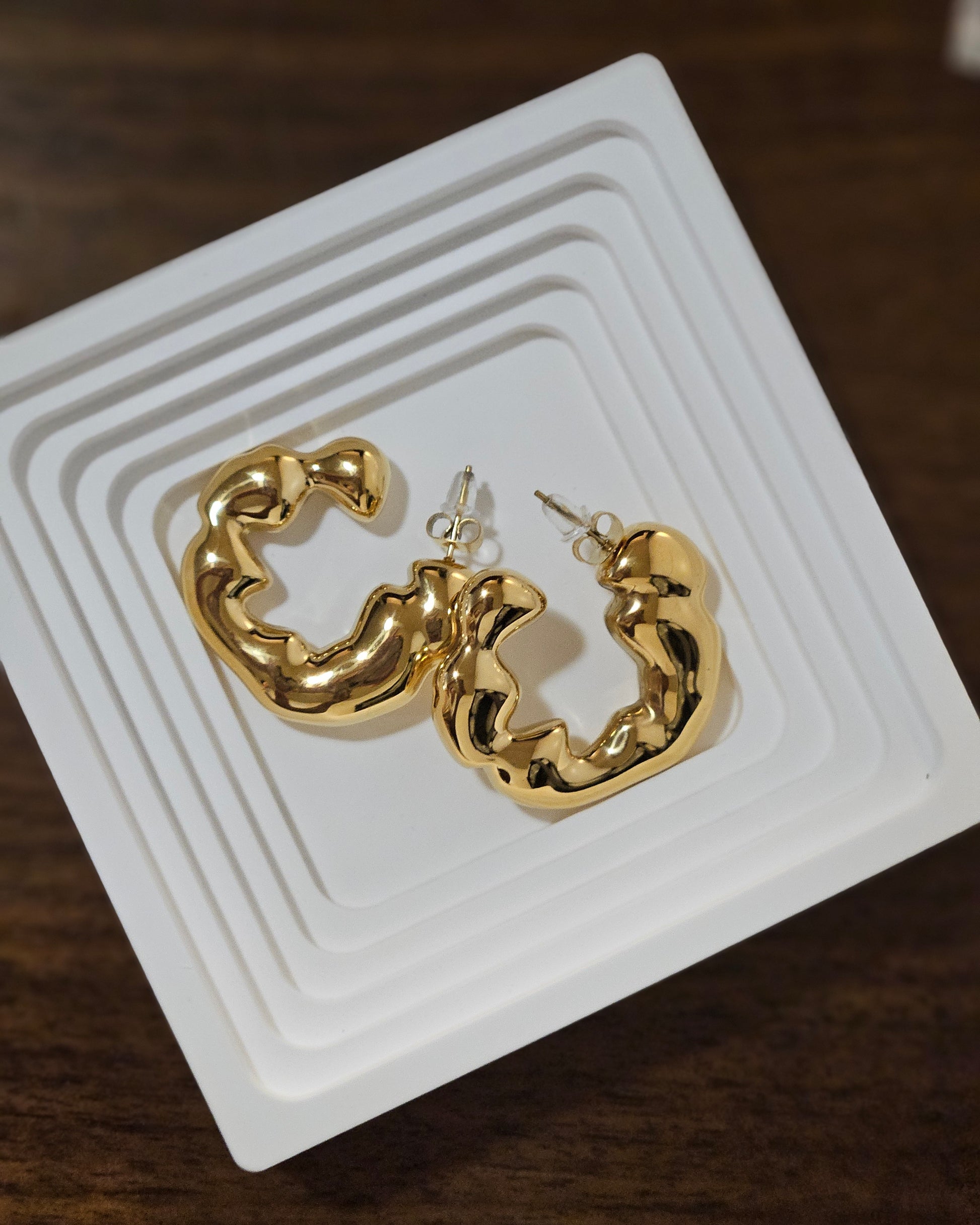 C Hoop Earrings Gold